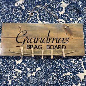 Grandma’s Brag Photo Board For Pictures Wall Hanging Display Mother’s Day Wooden